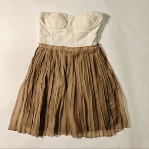 Aryn K Taupe & Cream Strapless Dress EUC